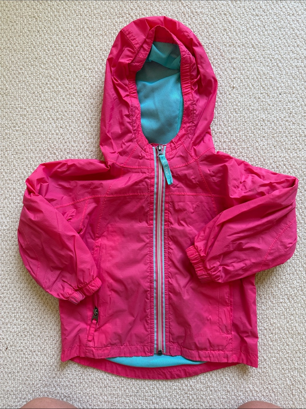L.L. Bean Pink Kids' Hooded Jacket with Teal Lining